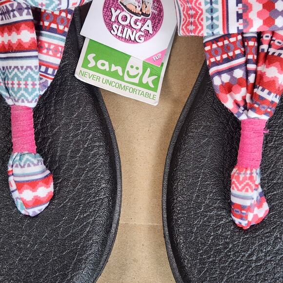 Sanuk Yoga Sling 2 Prints Sandals Women’s SZ 8 Multi-Color Geometric Comfort NEW - Picture 4 of 12
